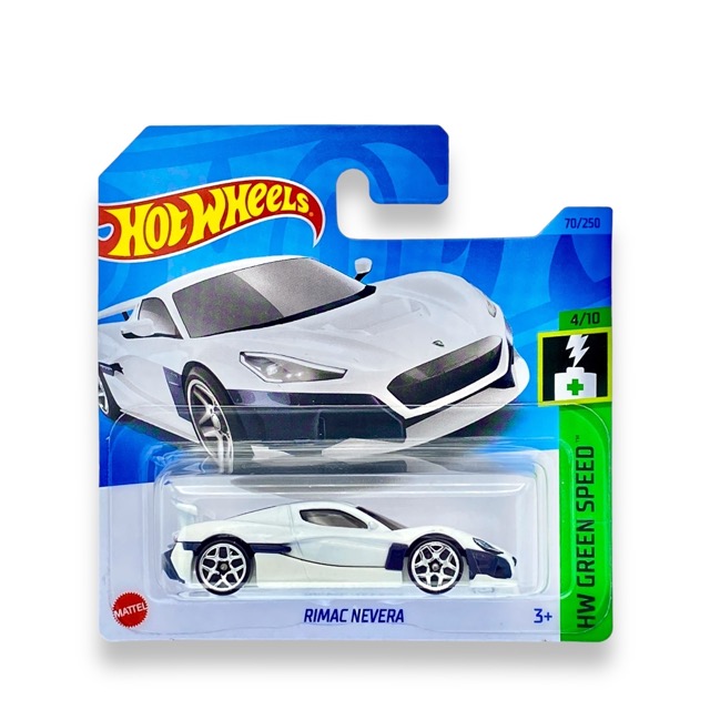 Hot Wheels Rimac Nevera (White) - 4/10 HW Green Speed - 2023 - 70/250 (Short Card) - COMES IN A KLAS CAR KEEPER HOT WHEELS PROTECTOR COLLECTORS CASE - HKK21