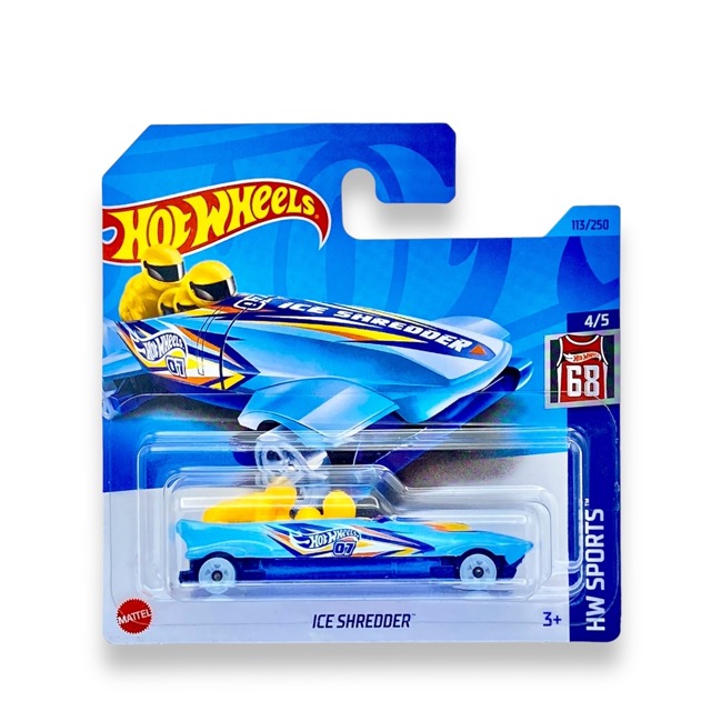 Hot Wheels Ice Shredder (Blue & Yellow) - 4/5 HW Sports - 2023 - 113/250 (Short Card) - COMES IN A KLAS CAR KEEPER HOT WHEELS PROTECTOR COLLECTORS CASE - HKK46